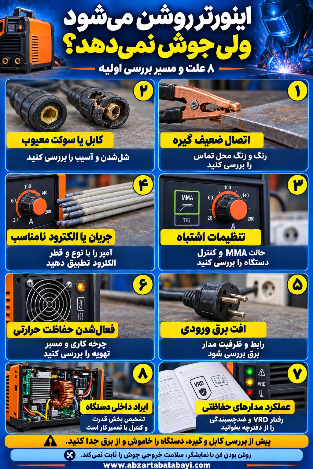 اینورتر جوشکاری روشن میشود ولی جوش نمیدهد