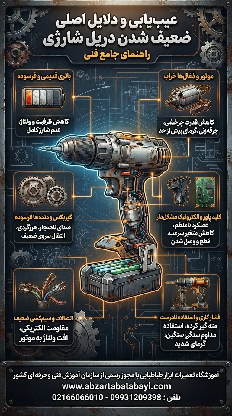 علت ضعیقف شدن دریل شارژی