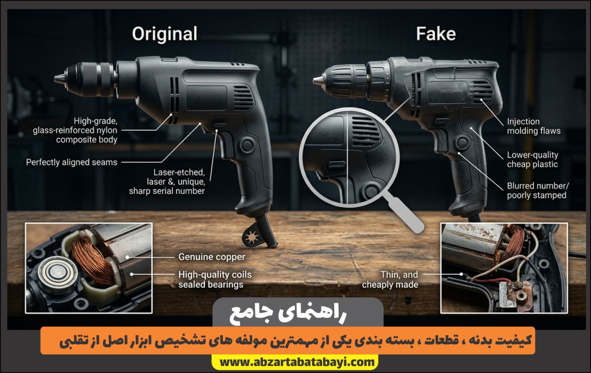 کیفیت بدنه ، قطعات ، بسته بندی یکی از مهمترین مولفه های تشخیص ابزار اصل از تقلبی 